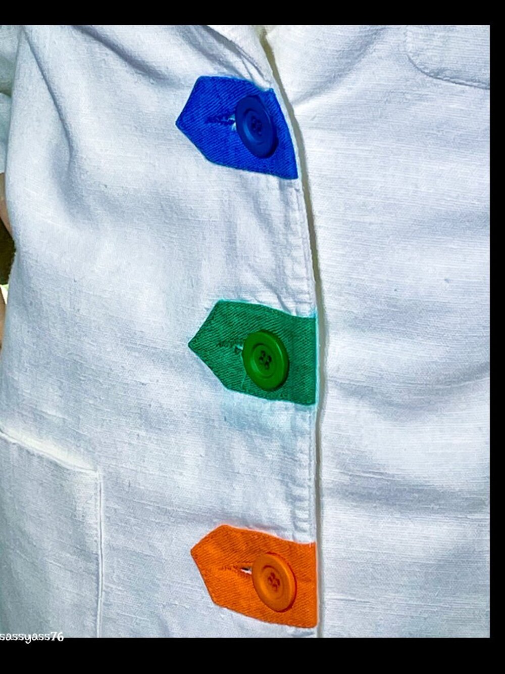▪️VTG▪️HARVE BENARD by BENARD HOLTMAN▪️White Color Block Linen Blazer Jacket - Picture 5 of 10